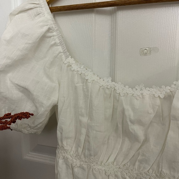 SABO White Puff Sleeve Lace Trim Crop Top NWT - Picture 9 of 10